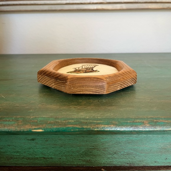 Framed Needlepoint of Rocking Chair on Rug | Wood Frame | 7” T, 5-1/4” W - Picture 6 of 9